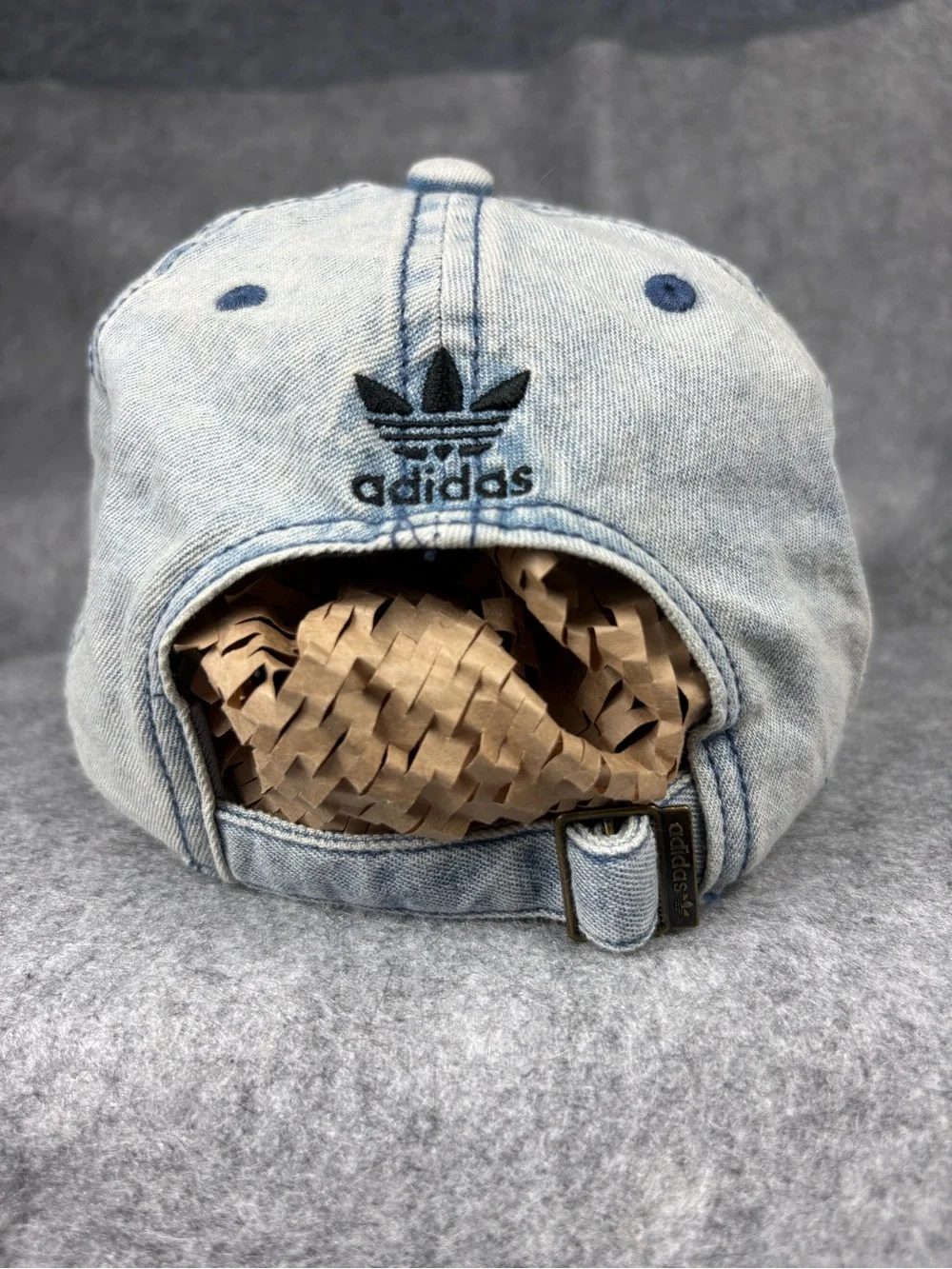 Adidas Originals Acid Wash Denim Trefoil Strapback Hat OSFM